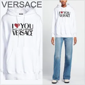 VERSACE  |Street Style Long Sleeves Cotton Logo Hoodies & Sweatshirts