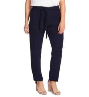 Vince Camuto Women's Parisian Crepe Belted Slim Leg Pants Blue Size 2