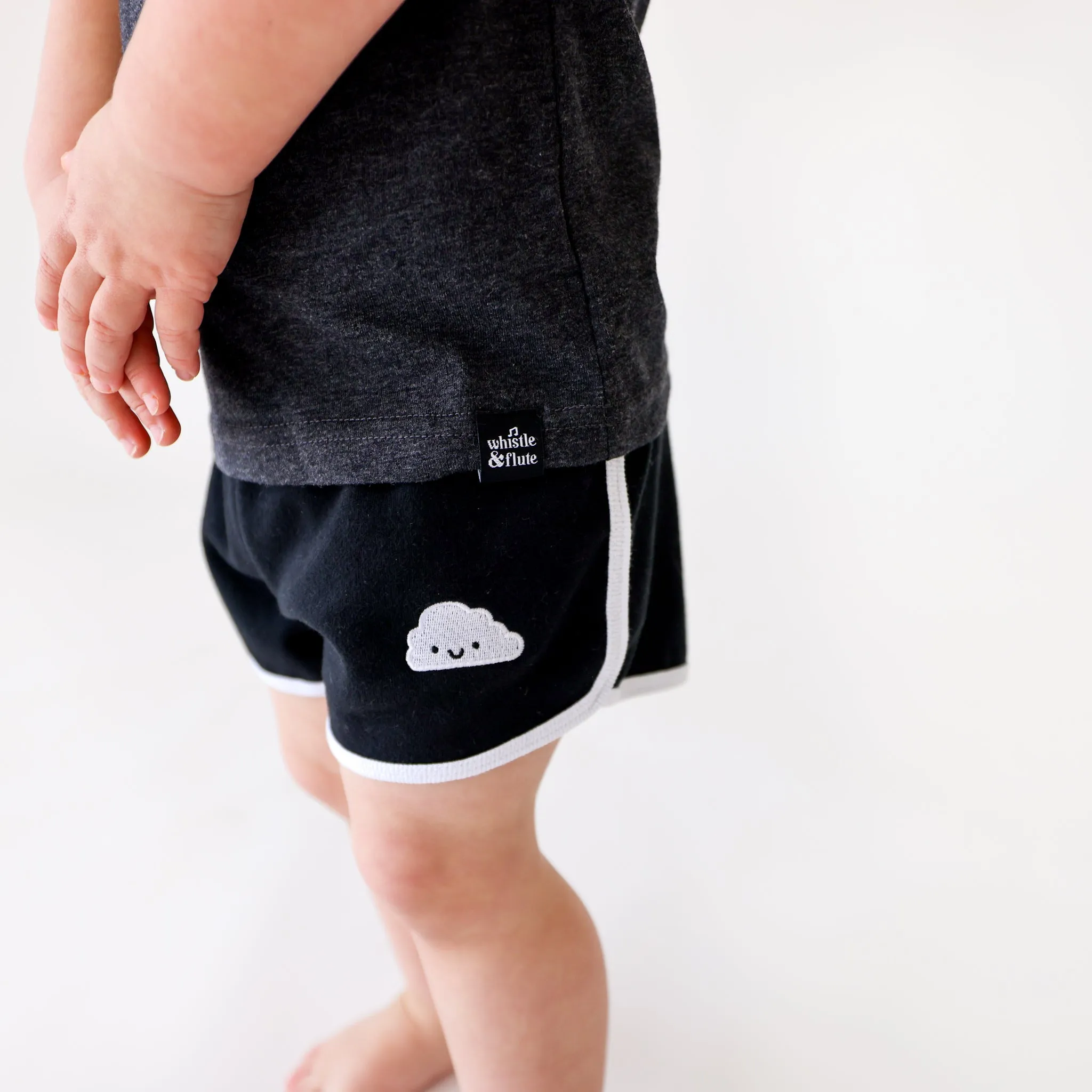 Whistle & Flute Kawaii Cloud Running Shorts - Black