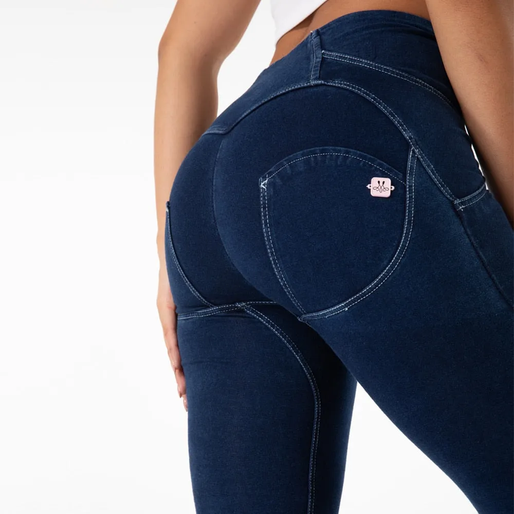 Women's Denim High Waist Stretch Button Push-Up Bum Pencil Leggings