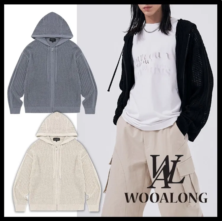 WOOALONG  |Unisex Street Style Logo Hoodies