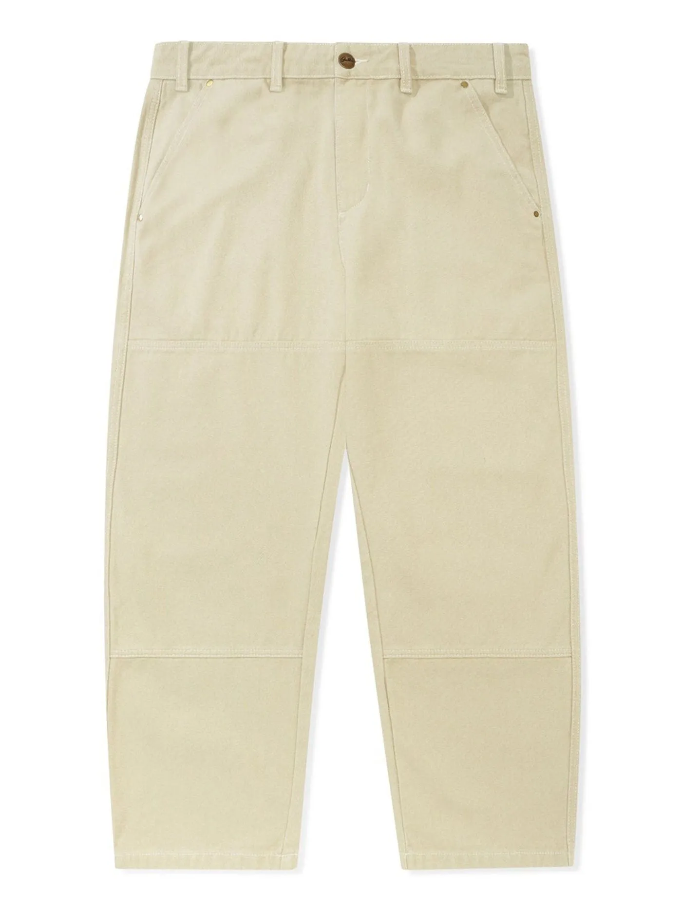 Work Double Knee Washed Khaki Pants