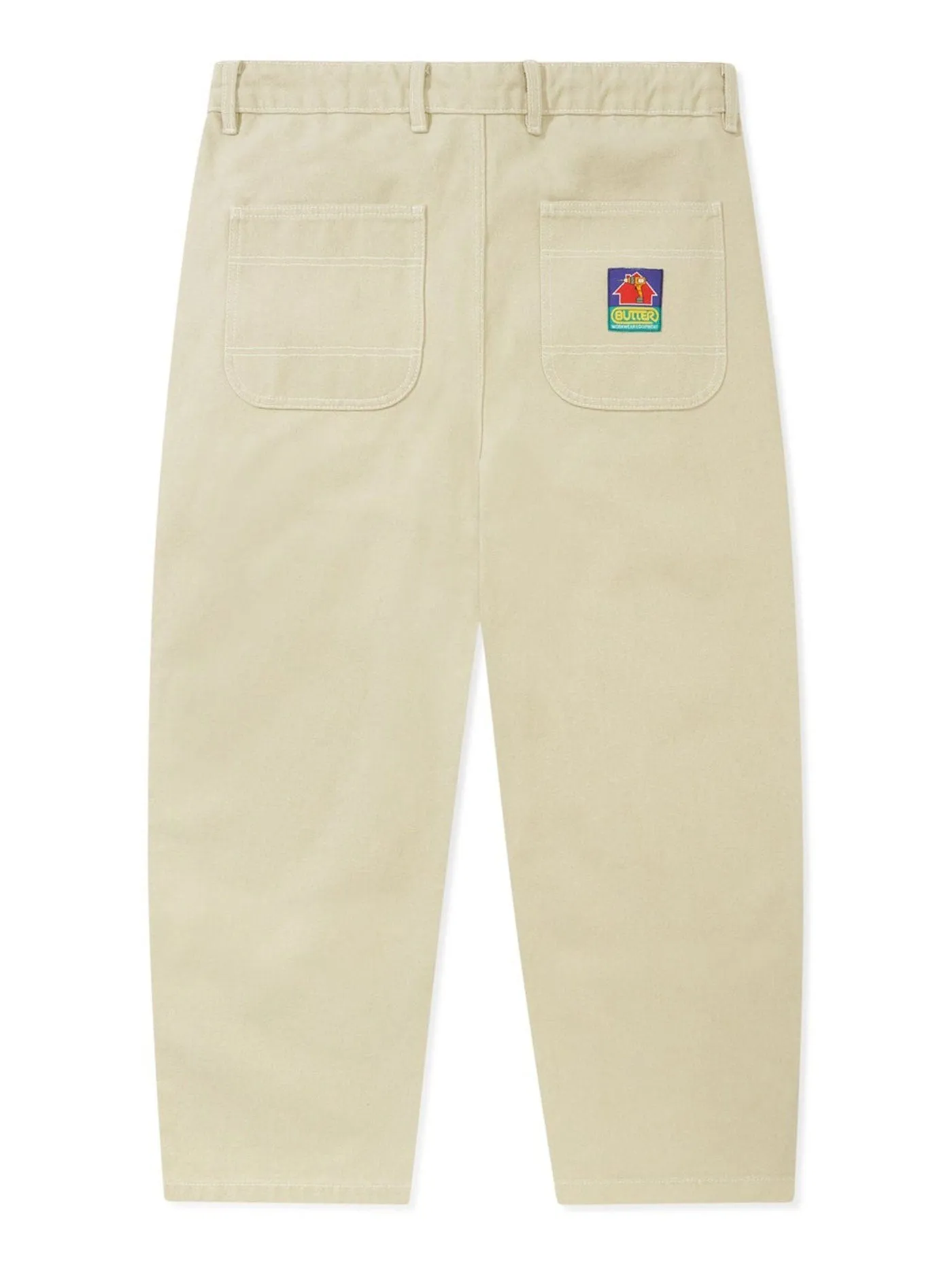 Work Double Knee Washed Khaki Pants