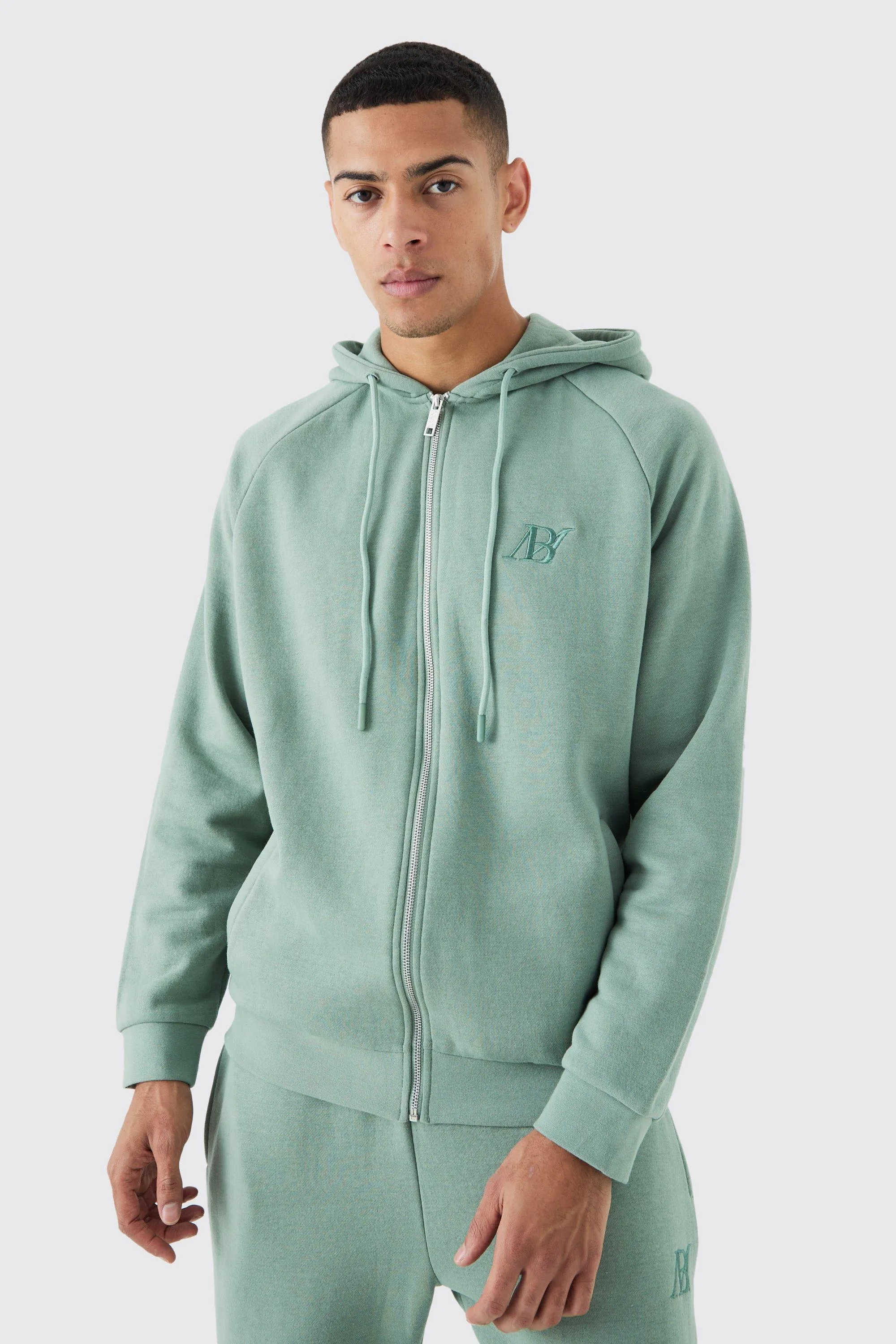 Zip Through Basic B Hoodie | boohooMAN UK